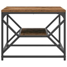 Berkfield Home Coffee Table with Shelf - Rustic Wood Look, 51x50x40 cm, Made of Engineered Wood in Brown - Size: 51 x 50 x 40 cm - thumbnail 6