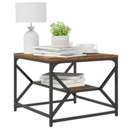 Berkfield Home Coffee Table with Shelf - Rustic Wood Look, 51x50x40 cm, Made of Engineered Wood in Brown - Size: 51 x 50 x 40 cm - thumbnail 3