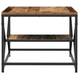 Berkfield Home Coffee Table with Shelf - Rustic Wood Look, 51x50x40 cm, Made of Engineered Wood in Brown - Size: 51 x 50 x 40 cm - thumbnail 7