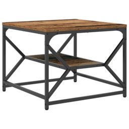 Berkfield Home Coffee Table with Shelf - Rustic Wood Look, 51x50x40 cm, Made of Engineered Wood in Brown - Size: 51 x 50 x 40 cm - thumbnail 5