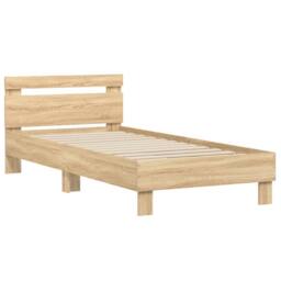 Berkfield Home Durable Bed Frame without Mattress with Headboard Sonoma Oak 90x200 cm in Light Tan