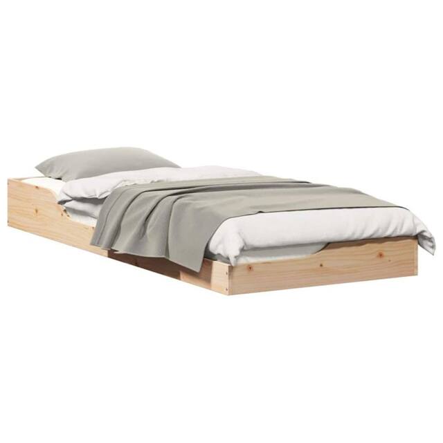 Berkfield Home Modern Floor Bed Frame Brown 90 x 220 cm Solid pine wood in Beige - image 1