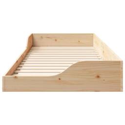 Berkfield Home Modern Floor Bed Frame Brown 90 x 220 cm Solid pine wood in Beige - thumbnail 5