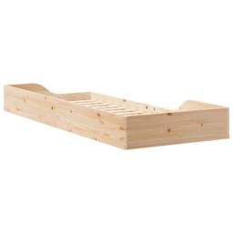Berkfield Home Modern Floor Bed Frame Brown 90 x 220 cm Solid pine wood in Beige - thumbnail 7
