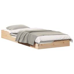 Berkfield Home Modern Floor Bed Frame Brown 90 x 220 cm Solid pine wood in Beige - thumbnail 1