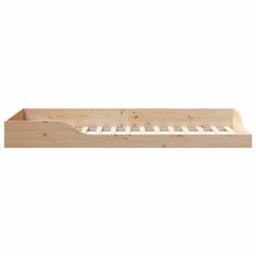 Berkfield Home Modern Floor Bed Frame Brown 90 x 220 cm Solid pine wood in Beige - thumbnail 6
