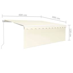 Berkfield Home Manual Retractable Awning with Blind&LED 4x3m Cream - thumbnail 7