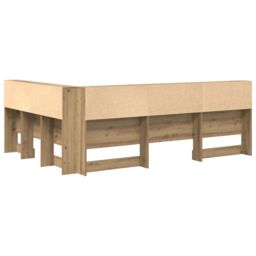 Berkfield Home Storage Headboard with Shelf Artisan oak 140 cm Engineered wood in Brown - thumbnail 7