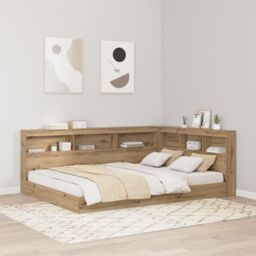 Berkfield Home Storage Headboard with Shelf Artisan oak 140 cm Engineered wood in Brown - thumbnail 1
