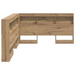 Berkfield Home Storage Headboard with Shelf Artisan oak 140 cm Engineered wood in Brown - thumbnail 6