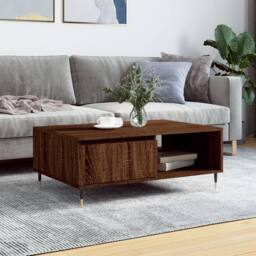 Berkfield Home Decorative Coffee Table Brown Oak 90x60x35 cm Engineered Wood - Size: 90 x 60 x 35 cm - thumbnail 2