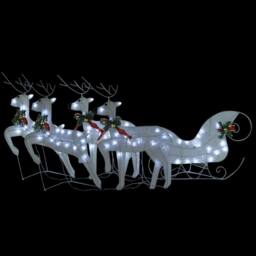 Berkfield Home Reindeer & Sleigh Christmas Decoration 100 LEDs Outdoor White - thumbnail 2