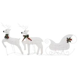 Berkfield Home Reindeer & Sleigh Christmas Decoration 100 LEDs Outdoor White - thumbnail 5