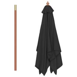 Berkfield Home Outdoor Parasol with Wooden Pole Black 150x200 cm - thumbnail 5