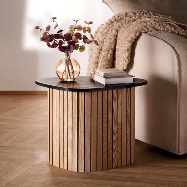 OHS Madison Ribbed Side Table Corner Bedroom Living Room Office Bedside in Black - image 1