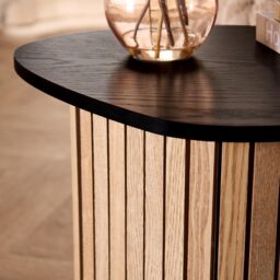 OHS Madison Ribbed Side Table Corner Bedroom Living Room Office Bedside in Black - thumbnail 2