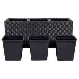 Wyld and Coco Wheeled Plant Pot Black PE Rattan - 3 Removable Inserts - thumbnail 5