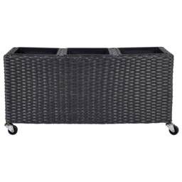 Wyld and Coco Wheeled Plant Pot Black PE Rattan - 3 Removable Inserts - thumbnail 2