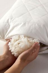 "Homescapes Premium Wool King Size Pillow with Quilted Case, 19 x 35"" in White" - thumbnail 3