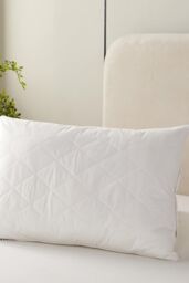 "Homescapes Premium Wool King Size Pillow with Quilted Case, 19 x 35"" in White" - thumbnail 5