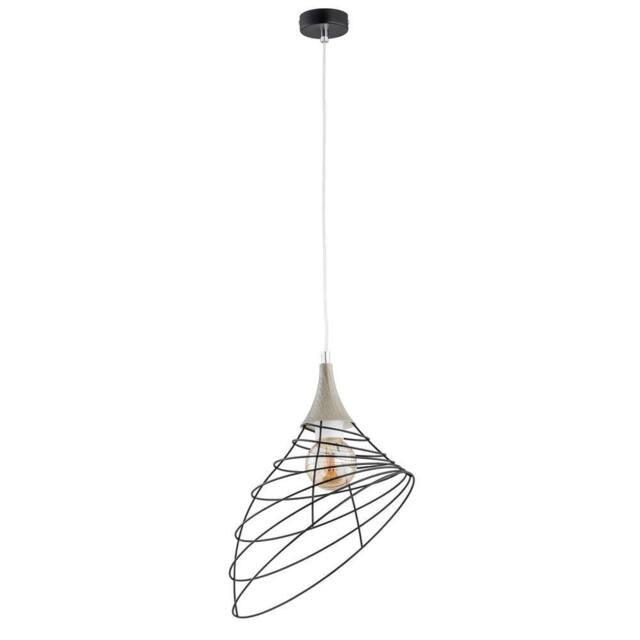 Netlighting Ben Wire Frame Pendant Ceiling Light Black Wood 29cm 1x E27