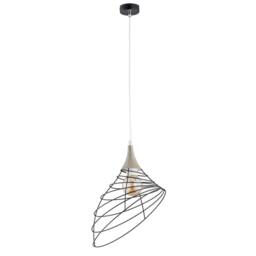 Netlighting Ben Wire Frame Pendant Ceiling Light Black Wood 29cm 1x E27
