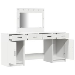 Berkfield Home 3-Piece Dressing Table Set with LED, White Engineered Wood - thumbnail 5