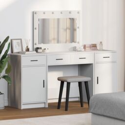 Berkfield Home 3-Piece Dressing Table Set with LED, White Engineered Wood