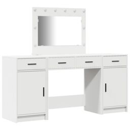 Berkfield Home 3-Piece Dressing Table Set with LED, White Engineered Wood - thumbnail 2