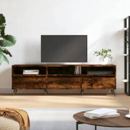 Berkfield Home TV Cabinet Smoked Oak 150x30x44.5 cm Engineered Wood in Brown - thumbnail 2