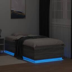 Berkfield Home Bed Frame with LED without Mattress Grey Sonoma 75x190 cm Small Single - thumbnail 4