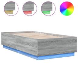 Berkfield Home Bed Frame with LED without Mattress Grey Sonoma 75x190 cm Small Single - thumbnail 1