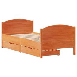 Berkfield Home Bed Frame without Mattress Wax Brown 75x190 cm Small Single Solid Wood Pine - thumbnail 3