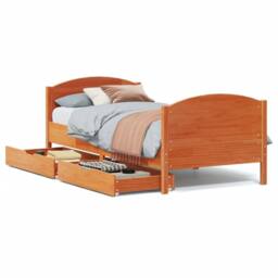 Berkfield Home Bed Frame without Mattress Wax Brown 75x190 cm Small Single Solid Wood Pine - thumbnail 2
