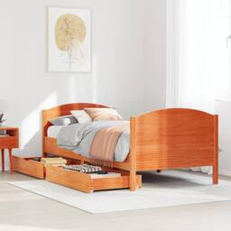 Berkfield Home Bed Frame without Mattress Wax Brown 75x190 cm Small Single Solid Wood Pine - thumbnail 1