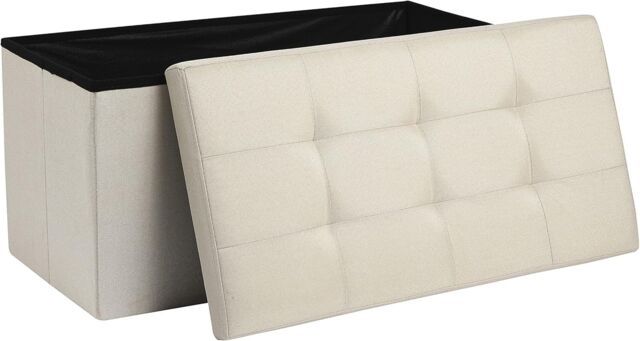 AKA Storage Ottoman Bench Chest with Lid Beige Linen - Size: Medium - image 1