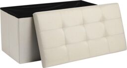 AKA Storage Ottoman Bench Chest with Lid Beige Linen - Size: Medium - thumbnail 1