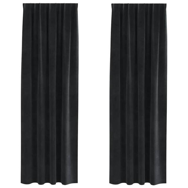 Berkfield Home Blackout Curtains with Top Tape 2 pcs Black Velvet - image 1