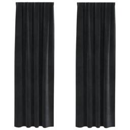 Berkfield Home Blackout Curtains with Top Tape 2 pcs Black Velvet