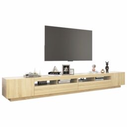 Berkfield Home TV Cabinet with LED Lights Sonoma Oak 300x35x40 cm in Brown - Size: 300 x 35 x 40 cm - thumbnail 6
