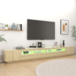 Berkfield Home TV Cabinet with LED Lights Sonoma Oak 300x35x40 cm in Brown - Size: 300 x 35 x 40 cm - thumbnail 5