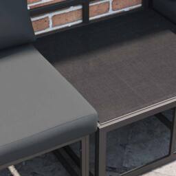 Berkfield Home Garden Sofa Set with Cushion with Pillow 8 pcs Black Aluminium - thumbnail 6