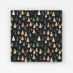 "Warren Reed - Designer Boho Inspired Christmas Trees Canvas in Green - Size: W16"" x H16""" - thumbnail 1
