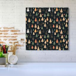"Warren Reed - Designer Boho Inspired Christmas Trees Canvas in Green - Size: W16"" x H16""" - thumbnail 2