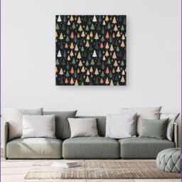 "Warren Reed - Designer Boho Inspired Christmas Trees Canvas in Green - Size: W16"" x H16""" - thumbnail 4