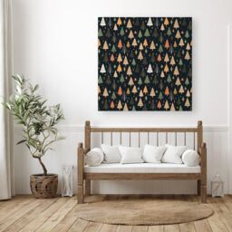 "Warren Reed - Designer Boho Inspired Christmas Trees Canvas in Green - Size: W16"" x H16""" - thumbnail 3