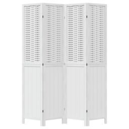 Berkfield Home Room Divider 4 Panels White Solid Wood Paulownia - thumbnail 4