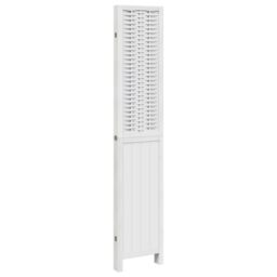 Berkfield Home Room Divider 4 Panels White Solid Wood Paulownia - thumbnail 5