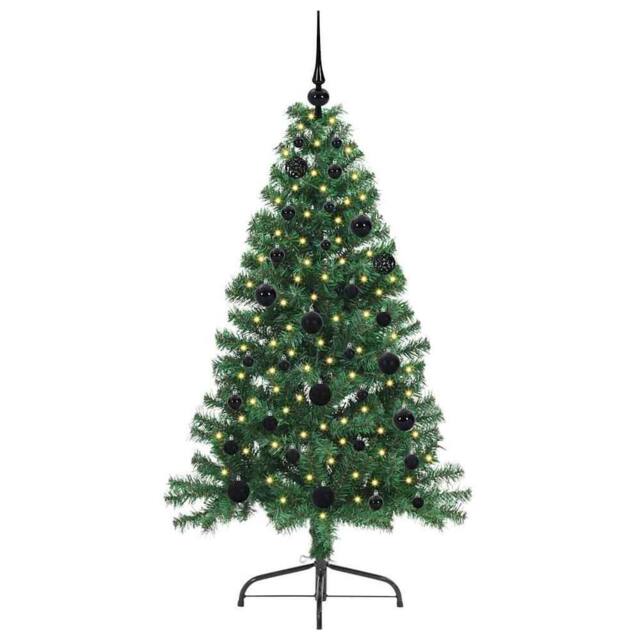 Berkfield Home Beautiful Artificial Pre-lit Christmas Tree Green 150 cm PVC - image 1