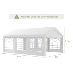 OUTSUNNY Garden Gazebo Marquee Party Wedding Tent Portable Carport Shelter Car Canopy in Off-White - thumbnail 3